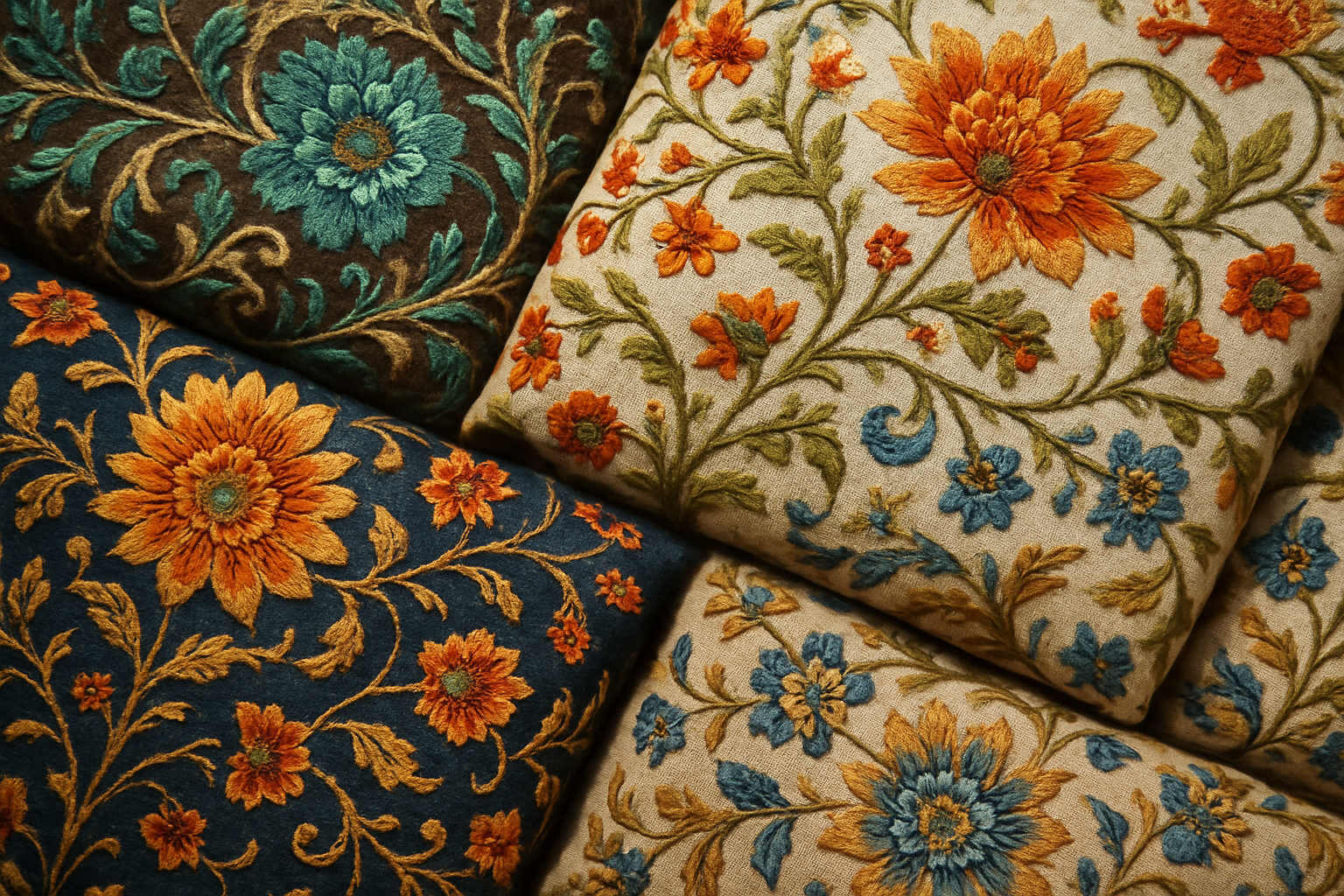 Intricate embroidery on various fabrics